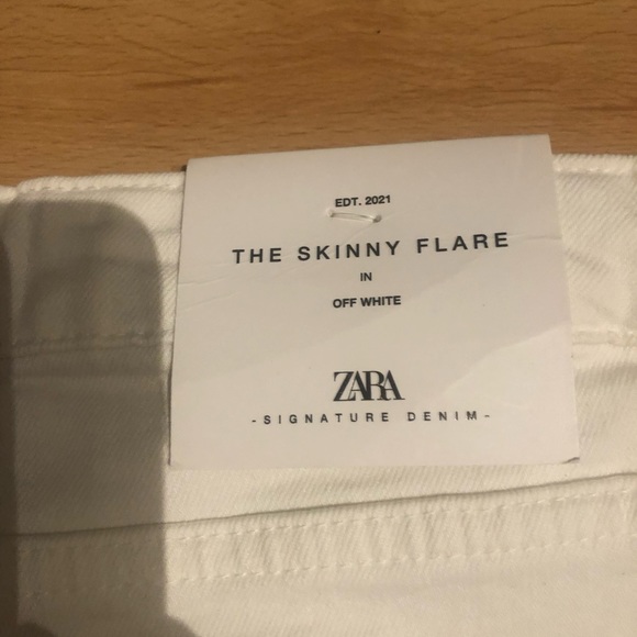 NWT- Zara - the Skinny flare jeans- off white- Sz 6 - Picture 4 of 5